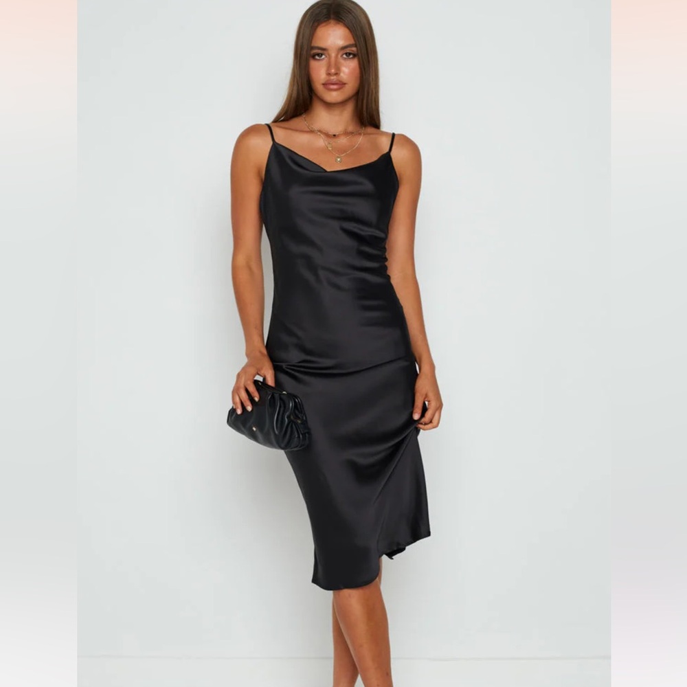 Beginning Boutique Black Schiffer Slip Midi Dress